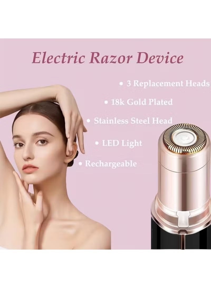 بينكو جهاز إزالة الشعر والحلاقة للمرأة - منتجات إزالة الشعر مع بطارية قابلة لإعادة الشحن ، 4 رؤوس قابلة للاستبدال الكهربائية ، ضوء LED ، للوجه والذراعين والساقين والذراعين ، وحلاقة كهربائية غير مؤلمة للمرأة ، والأسود المحمول - Image 2